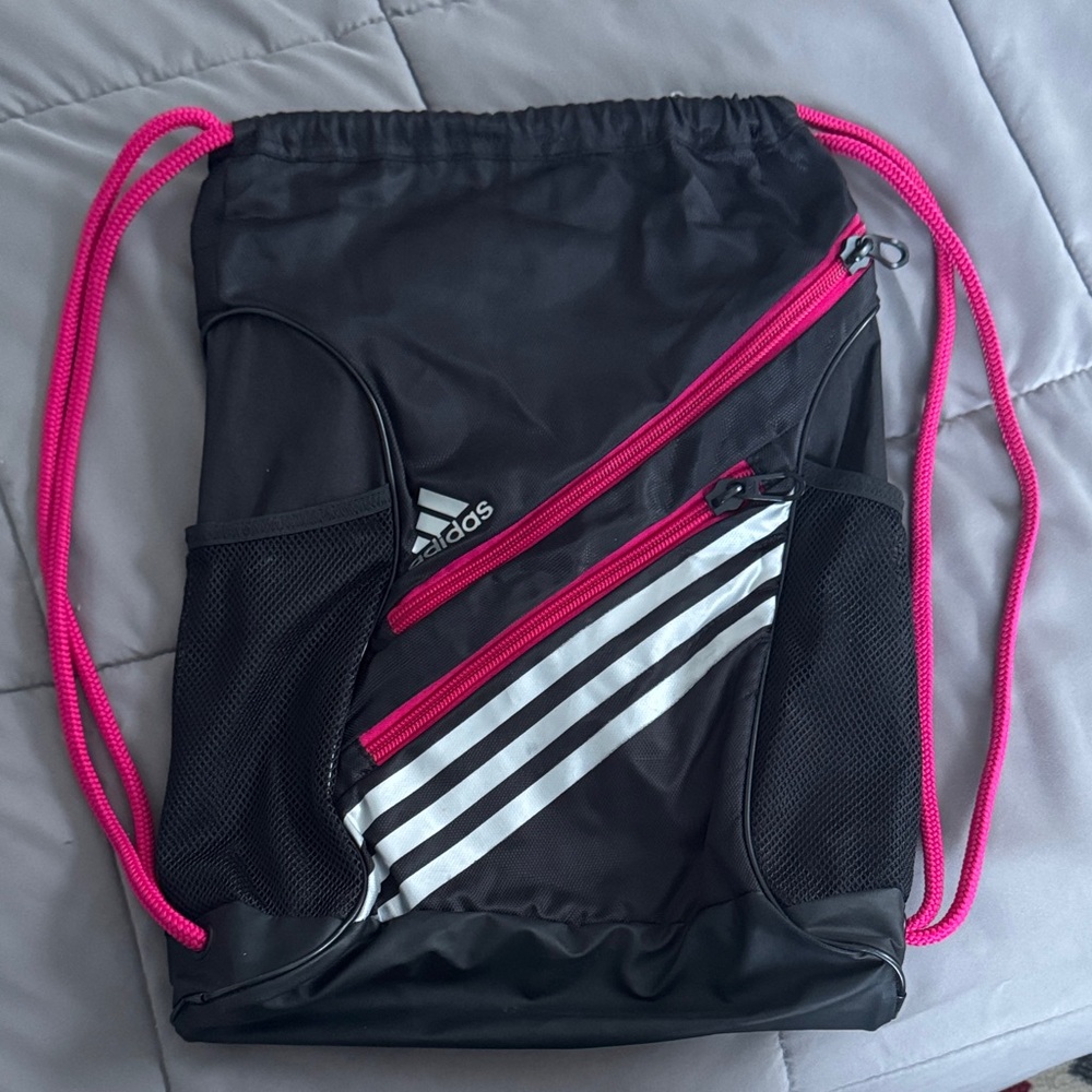 Adidas Black and Pink Sports Sack